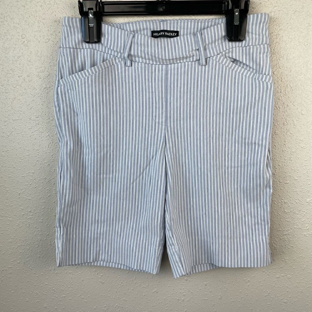Hilary Radley Blue and White Striped Shorts Size M EUC